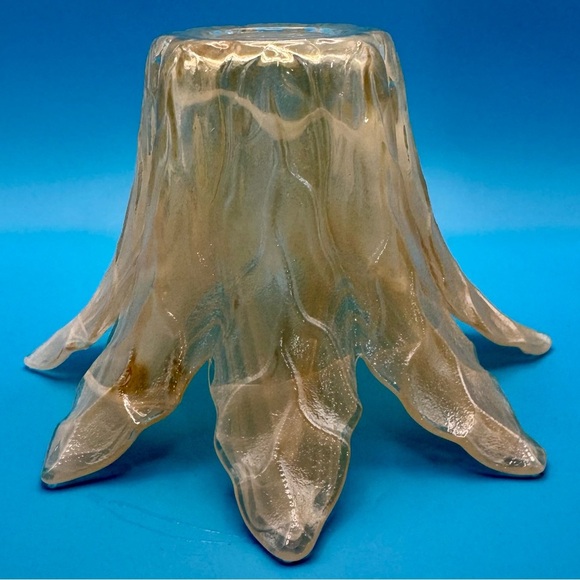 MURANO Art Glass Petal Bowl Candle Holder L7xH4" Vase Orange White Swirl Italy - Picture 5 of 7